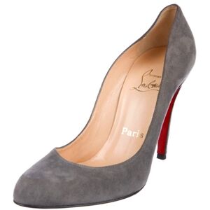 Authentic Christian Louboutin Gray Suede Decollete Pumps 37.5